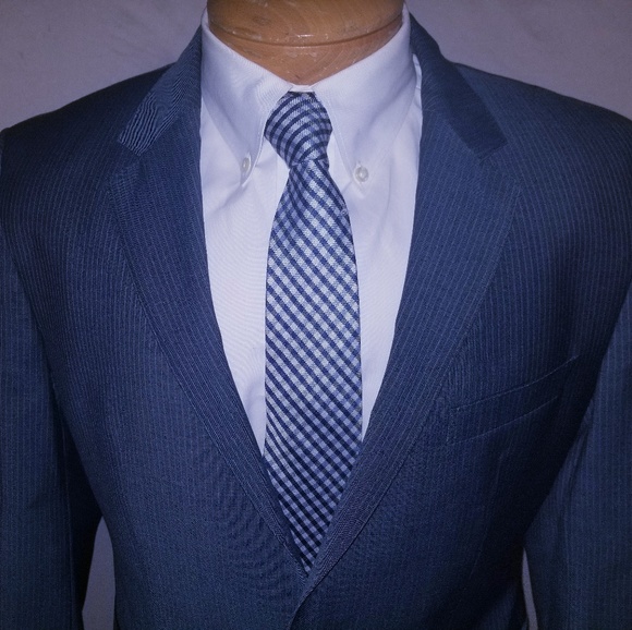 Hugo Boss Blue/Gray Pinstripe Suit 40 Regular - Picture 2 of 6
